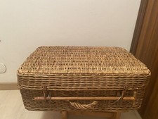 Grande Valigia Cestino Vintage Inglese da Picnic,meta XX secolo,vimini intreccia