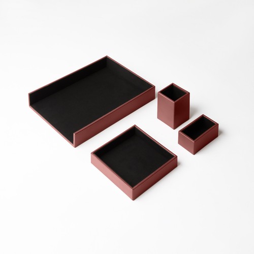 Set scrivania cuoio rosso - set,