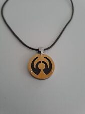 Collana CHIMENTO acciaio oro giallo Unisex Ciondolo montato su cordino nero