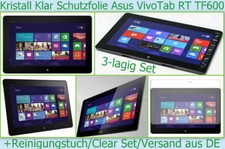 3 x cristallo trasparente trasparente per Asus Vivo Tab RT TF600 T Win8 PC display pellicola protettiva
