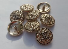 Chanel Button Set of 6 Size 23 mm Round, Gold And Black ,  Metal