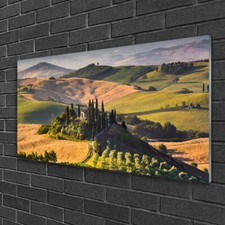 100x50 Quadro Immagine Arte da Parete Vetro  Montagne Acker Paesaggio