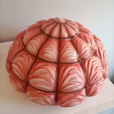 LAMPADARIO SOSPENSIONE LIBERTY VETRO OPALINO DECORATO ANNI 20/30 LANTERNA ANTICO