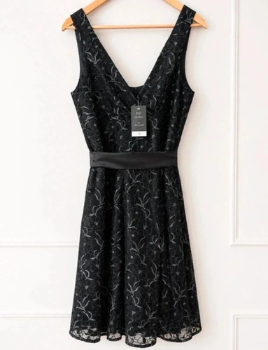 Abito midi pizzo nero - abito,