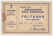 1963 MILANO Teatro alla Scala - Abbonamento poltrona Ciclo Wagneriano 10x7 cm