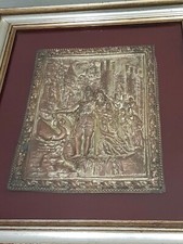 Bassorilievo In Bronzo Argentato Placca In Stile Rinascimento Cavaliere Con Dama