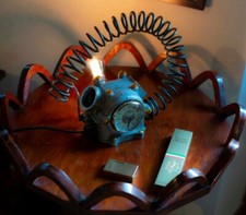 Lampada Artigianale+orologio Da Interno Materiali Di Recupero Motociclisitco
