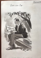 Acquerello firmato Manca pittore Sardo Sardegna Disegno Tavola Originale 900