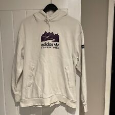 Adidas Adventure Felpa con Cappuccio Uomo Taglia Media Bianco Logo Stampa Grafica Trifoglio SK8