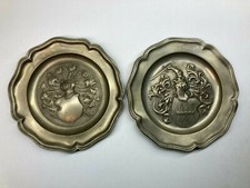 COPPIA PIATTI IN PELTRO ANTICHI - VINTAGE DECORATIVI DA MURO 