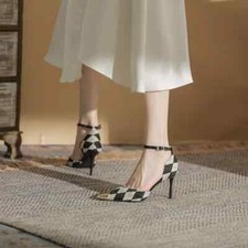 Decolte scarpe donna cinturino 8 cm grigio nero eleganti pelle sintetica 18446