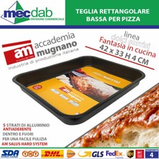 Teglia Rettangolare Bassa in Alluminio Antiaderente Per Pizza 42 x 33 Cm