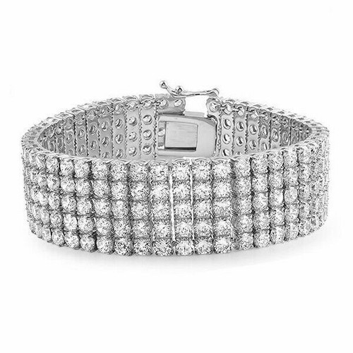14k placcato oro bianco row - oro, 5-row