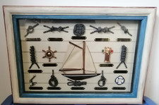 Telaio tavola marinaio nautico 18,5x13" vintage anni 80 nodi e attrezzi corda, barca