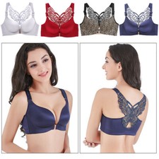 Reggiseno sexy 38B tinta unita senza cuciture chiusura frontale push up donna lingerie blu