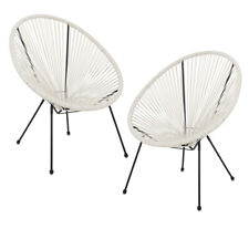 SET 2 POLTRONE DESIGN RETRO INTERNI CAMPAGNA GIARDINO TERRAZZO PARKER BIANCO