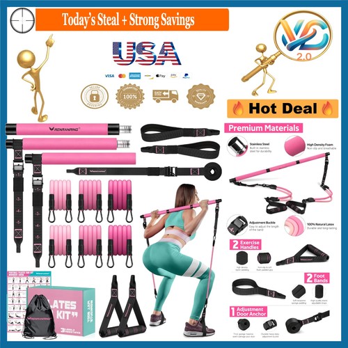 Kit barra pilates - kit, rosa
