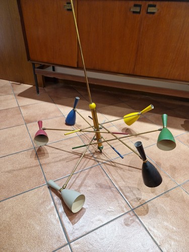 Lampadario anni ottone - lampadario, '50