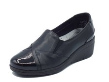 Melluso K91639 Black Mocassini confort per Donna in pelle e vernice nero con zep