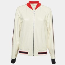 Gucci Cream Logo Print Leather