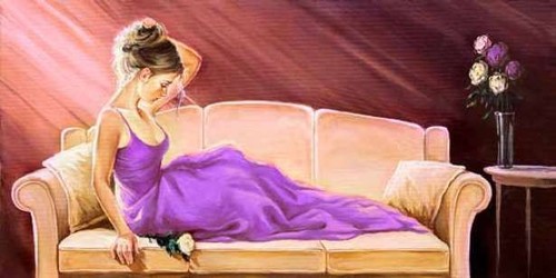 Quadro donna viola sul - quadro,