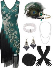 Abito Stile Flapper Anni '20 Costume cosplay carnevale halloween vestito verde