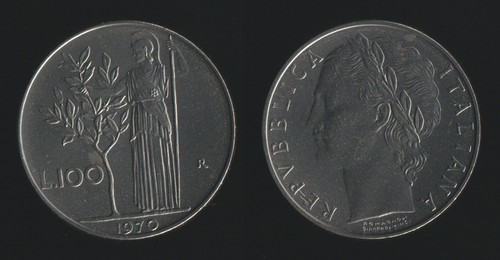 100 lire 1970 minerva - 1970, italia
