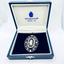Spilla vintage 1991 Wedgwood diaspro nero cristallo scintillante e argento 925 con scatola