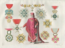 Ordine Dei Cavalieri Velluto D'Oro Aquatinta Incisione Ferrario 1820