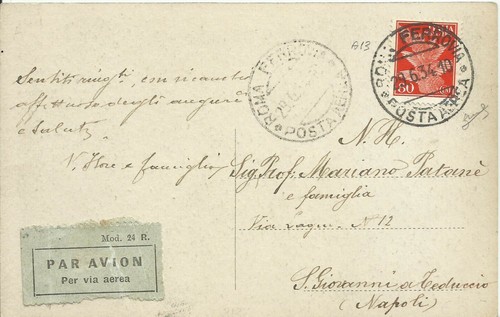 Cartolina posta aerea con - , 80