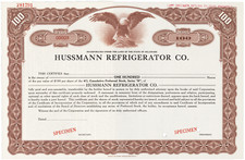 Hussmann Frigorifero Co. Certificato di Stock.
