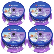 100 DVD+R Dual Layer Verbatim 43667 Printable 8X DL 8,5GB, cake