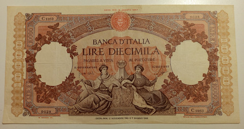 10000 lire 1961 bb spl - 10000,