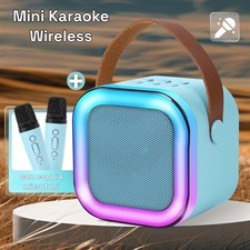 Set Karaoke Wireless Blu Speaker Portatile 2 Microfoni Bluetooth LED Multicolore