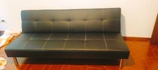 divano letto 3 posti colore nero materiale similpelle  cm 180*100