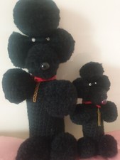 Super  cani barboncini neri lavorati a mano all'uncinetto 