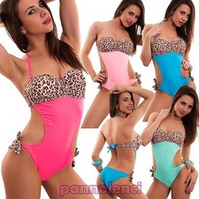 Monokini donna costume bagno mare intero leopard push up ferretto nuovo XK16005