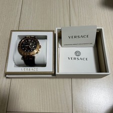 Orologio Versace V-Race Dual Time Uomo Unisex Quadrante Marrone Oro Nero Pelle di Jap