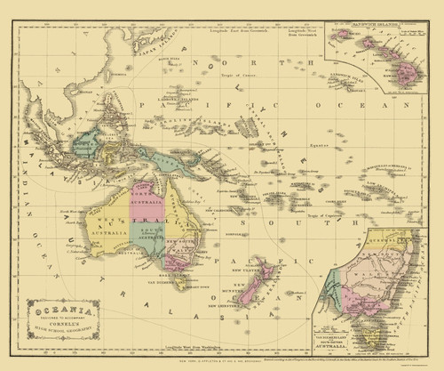 Mappa storica oceania - storica,