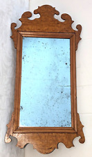 Antico specchio vetro mercurio chippendale acero occhio di uccellino diminutivo XIX secolo