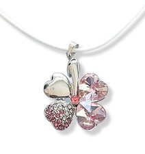 Collana quadrifoglio rosa