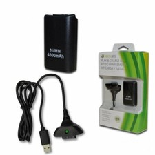 KIT PLAY AND CHARGE COMPATIBILE PER XBOX 360 RICARICABILE 4800MAH CAVO USB