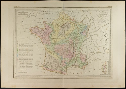 Carta geografica 1846 francia - carta, 1846:
