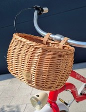 Cestino bici per bambini in vimini 26 cm cinghie manubrio naturale