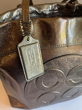 borsa tote coach in pelle metallizzata