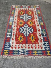 ANTICO TAPPETO KILIM PERSIANO ANNODATO A MANO PURA LANA 215 X 114