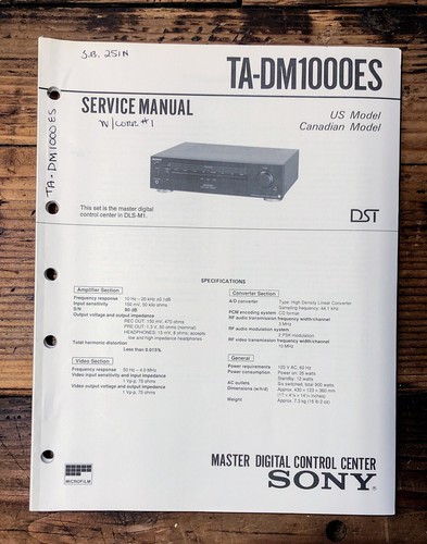 Sony dm1000es control - sony, ta-dm1000es