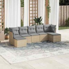 vidaXL Set Divani da Giardino 7 pz con Cuscini Beige in Polyrattan