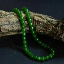 Collana uomo donna vera giada verde con GARANZIA pietre dure naturali 8 mm NUOVA