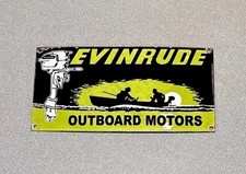 INSEGNA PORCELLANA VINTAGE 12” EVINRUDE BARCA A MOTORE GASOLIO AUTO CAMION MOTO